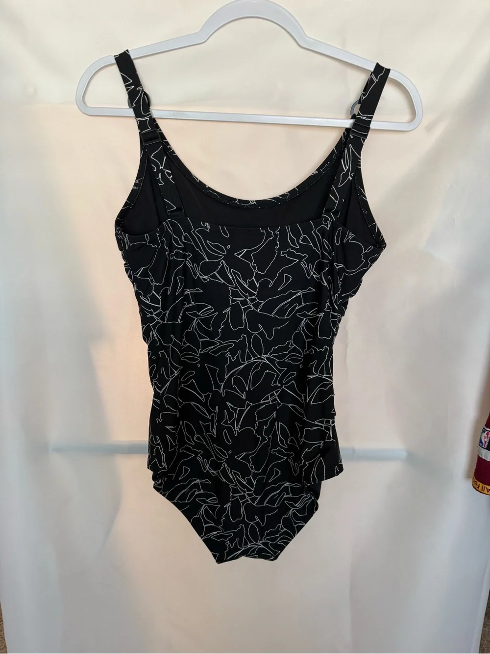 DKNY Black One-Piece Swimsuit with White Abstract Line Print - Picture 4 of 5